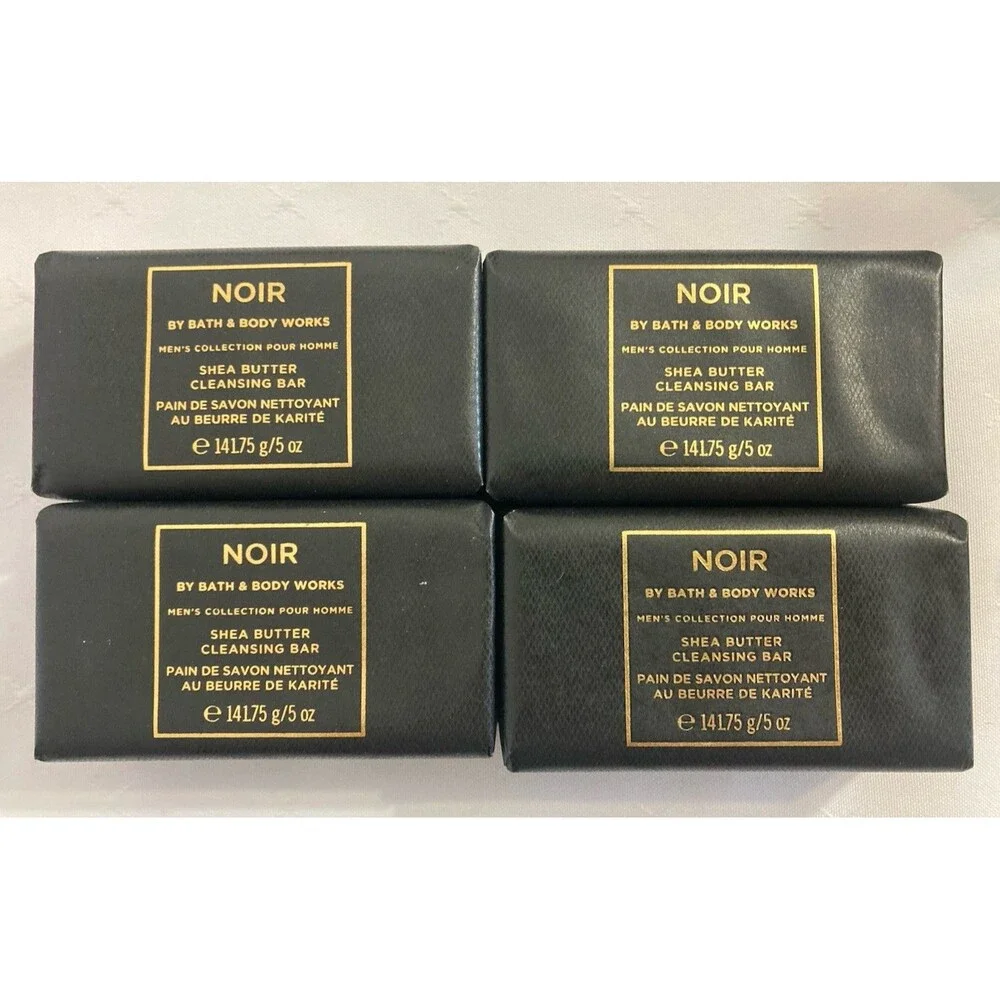 4 Bath Body Works NOIR For Men Shea Butter Cleansing Bar Soap 5 oz